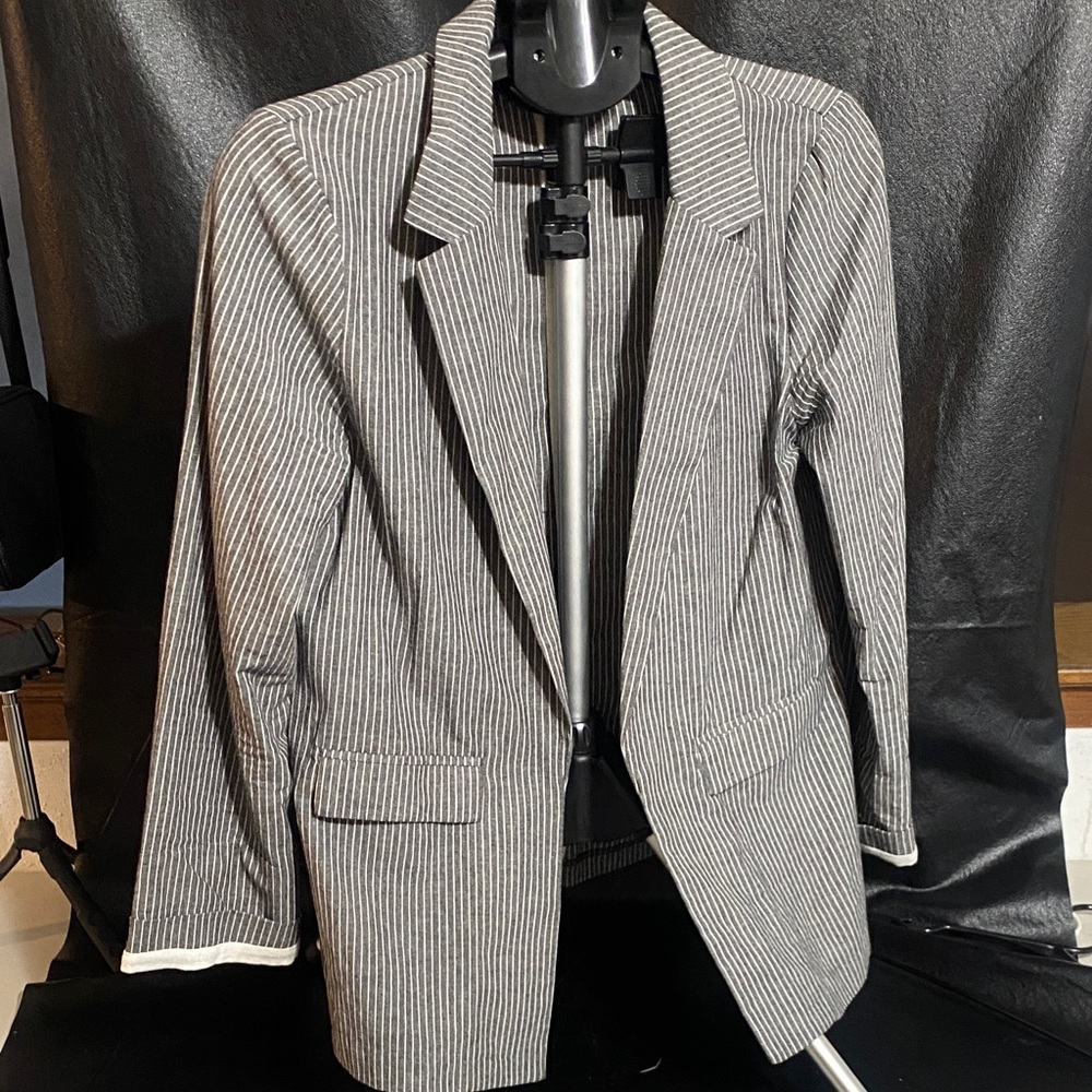 Black and White Striped Blazer